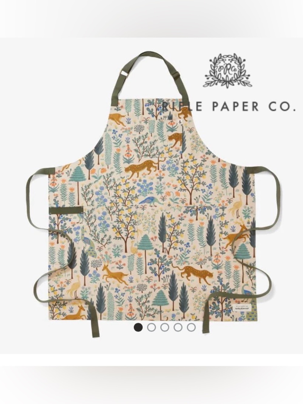 Hedley & Bennett/  Rifle Paper Co. Menagerie Pattern Natural Apron! NWT!